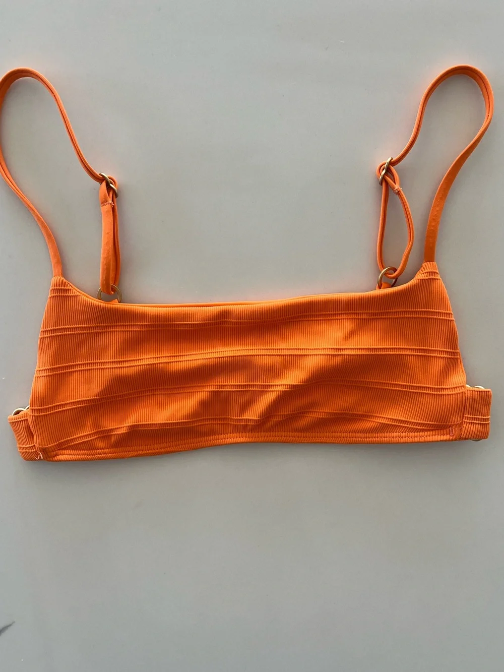 L*Space Ribbed Orange Tangerine Sporty Bralette Style Piper Bikini Top Sz Small